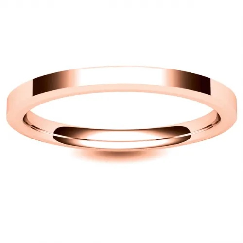 Flat Court Chamfered Edge -  2 mm (CEI2R) Rose Gold Wedding Ring